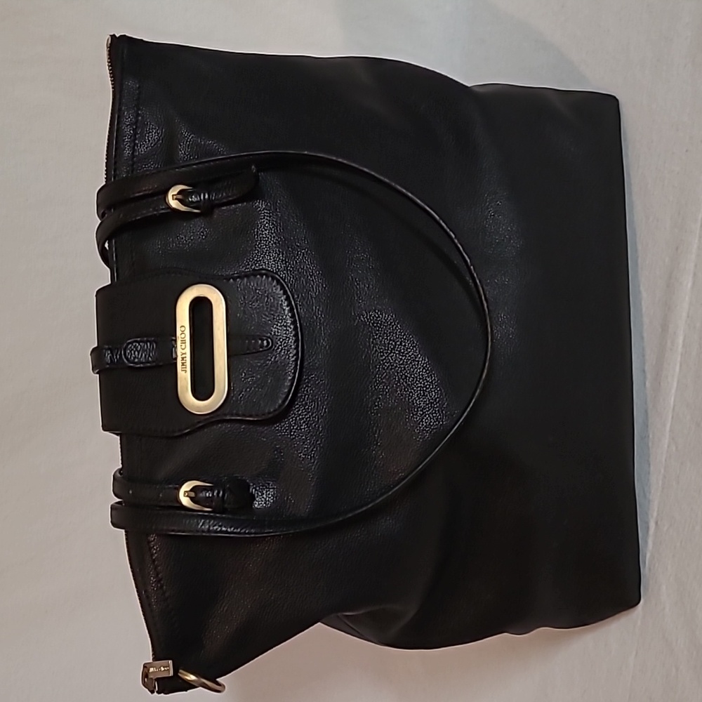 Jimmy Choo Black Leather Tote with Gold Hardware
